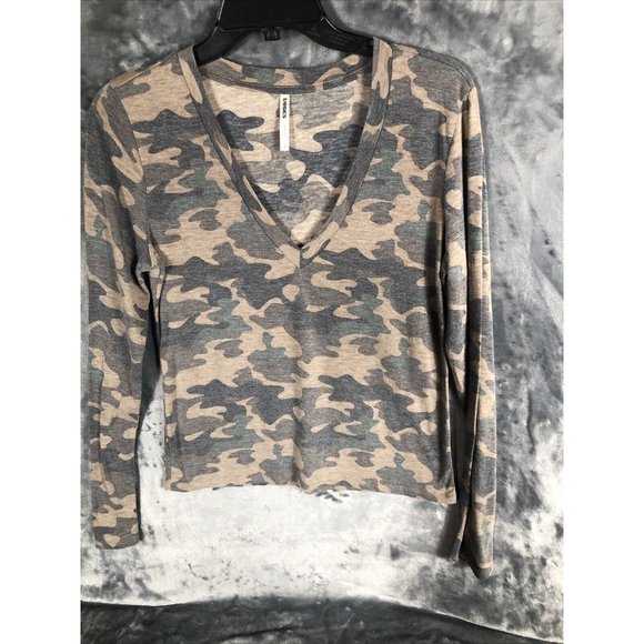 Tresics Top Camouflage Shirt Woman’s V-neck Long Sleeve Tee Shirt Adult Large - Picture 9 of 15